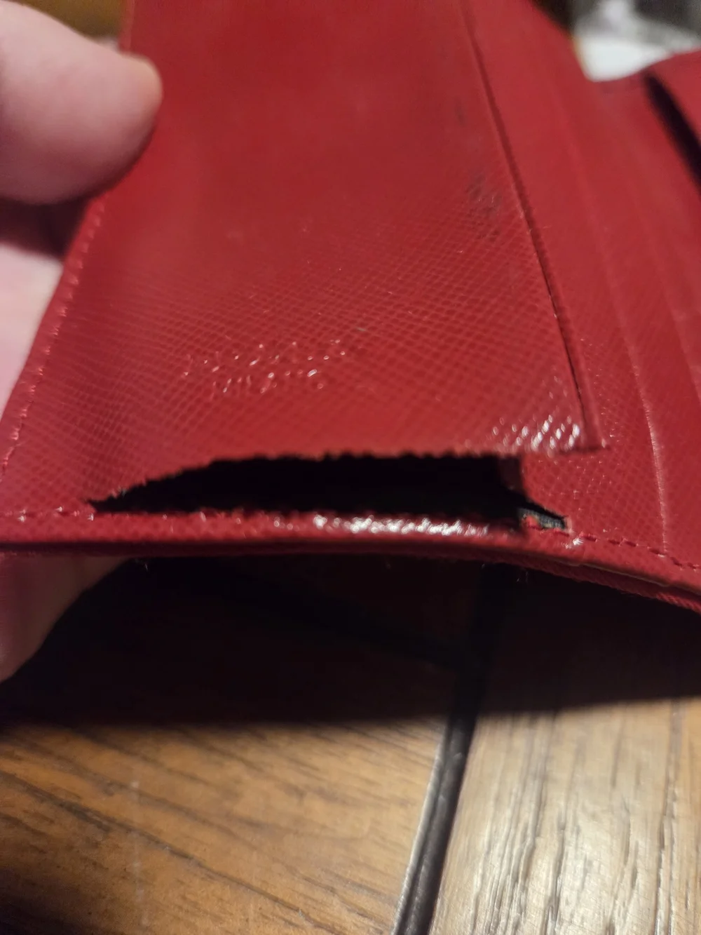 Prada Red Triangular Logo Compact Wallet - Picture 9 of 15